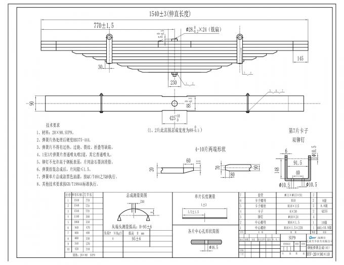 Corrosion Resistant 90×2010 SUP9 Trailer MultiLeaf Springs